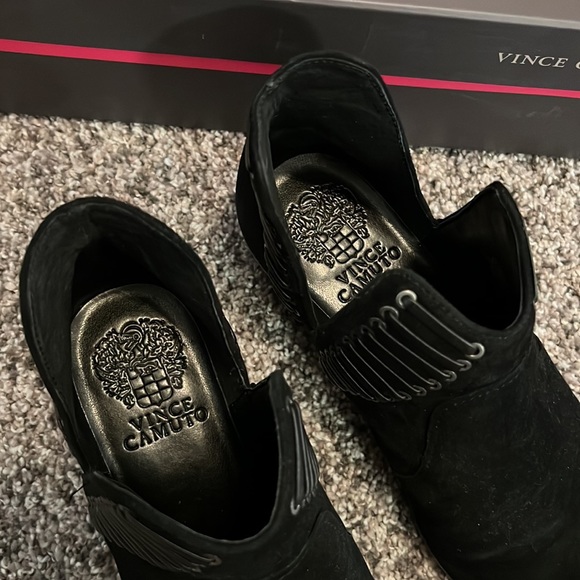 Vince Camuto Black Pevista Suede Leather Booties - Size 6.5 - Picture 5 of 12